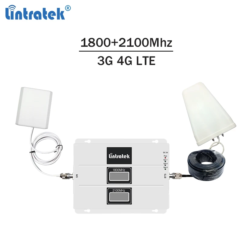 Lintratek повторитель сигнала 1800 2100 3g 4G усилитель LTE МГц Репитер двухдиапазонный DCS WCDMA