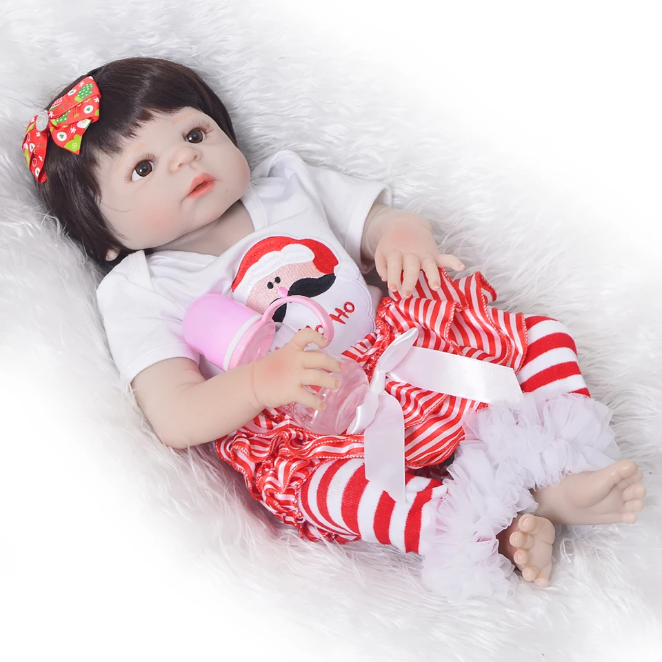 23inch full silicone reborn Bathe Toy NPK Baby-Reborn girl Babies modeling Birthday Christmas Gift Girls Brinquedos toddler | Игрушки и