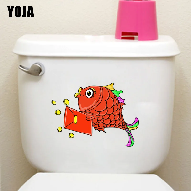 

Мультяшная Настенная Наклейка YOJA 15,6x21,5 см, домашний декор, оригинальная Веселая красная карпа, красная деталь