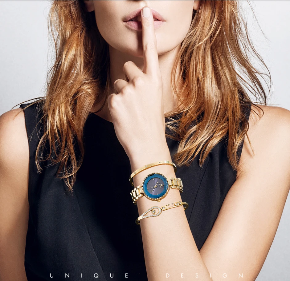 3PCS Ladies Blue Wristwatches ZONMFEI Brand Watches For Women High Quality Stainless Steel Bracelet Watches Set with Gift Box