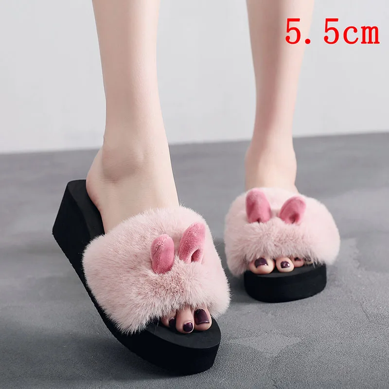 5.5cm Pink Тапочки на платформе; женская обувь на каблуке; женская обувь на платформе с высоким тапочка на платформе; женская обувь на платформе с высоким каблуком; pantoufle femme - Цвет: 5.5cm Pink