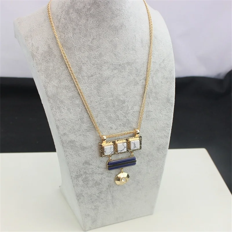 Модное ожерелье с подвеской из натурального камня Sqaure белого и зеленого цвета