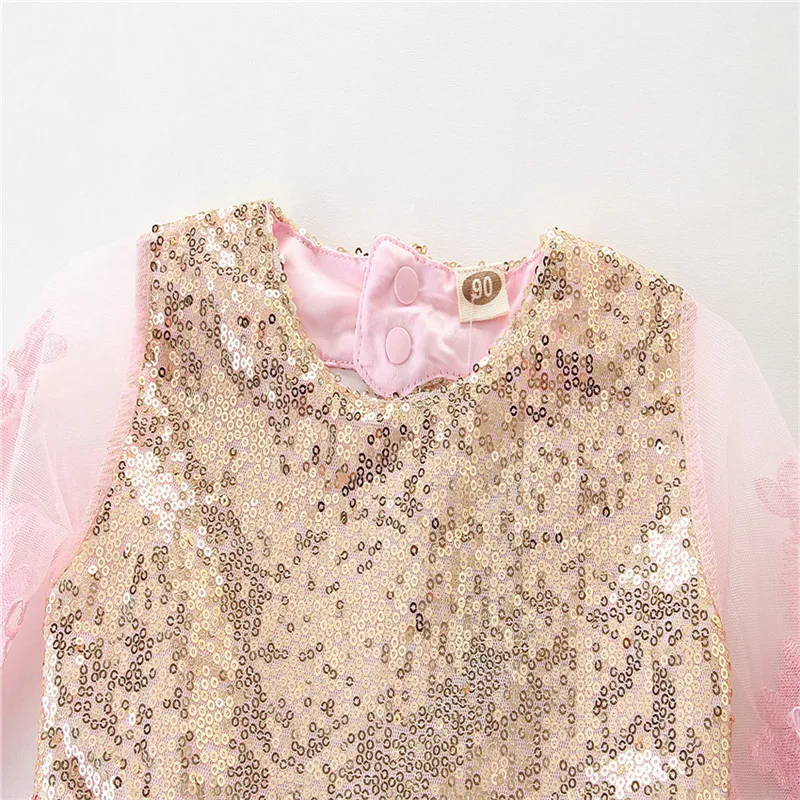 Pink Princess Gold Sequins Baby Dress for Girl Baptism Christening 1st Birthday Party Newborn Gift Infant Tutu Girls Gown D20 | Детская