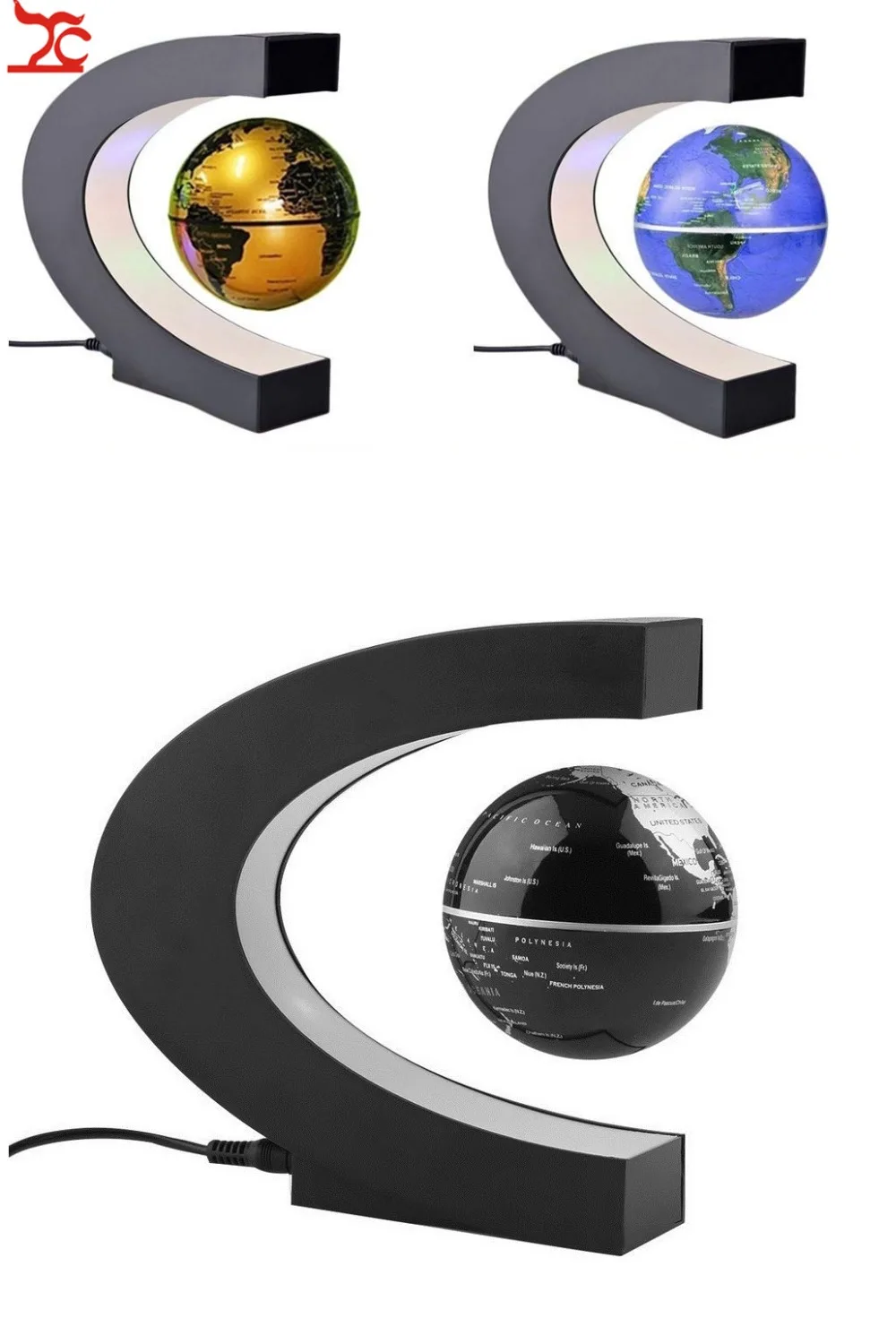 

Creative Desk Top Display C Shape LED World Map Decoration Magnetic Levitation Floating Globe Light CI