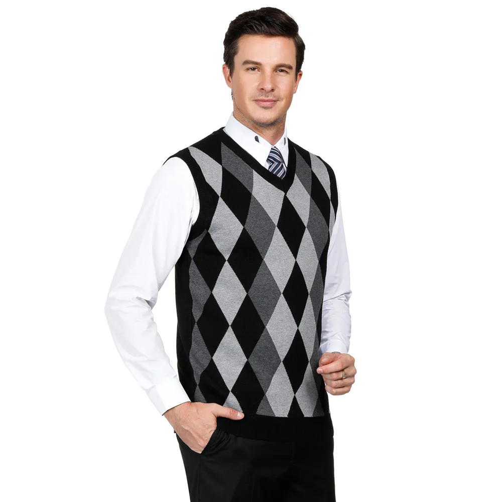 Мужская Трикотажная майка без рукавов джемпер гольф свитер жилет пуловер с v-образным вырезом