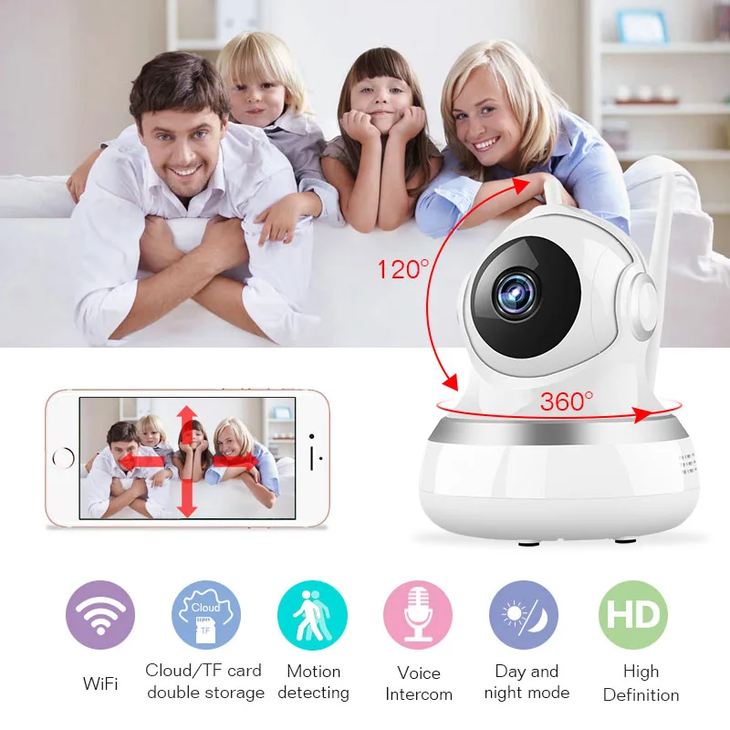 Камера видеонаблюдения Meisort 720 P HD IP Wi-Fi беспроводная для дома с вилкой поворотом P2P
