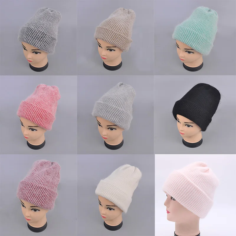 

[Rancyword] Hot Selling Winter Skullies Thicker Warm Hat For Women Wool Knitted Hat Beanies Cap Solid Color Sets Headgear RC1232