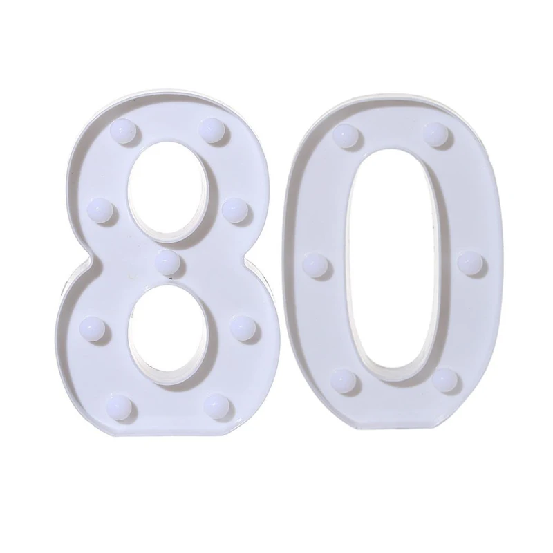 Chicinlife 2 шт для взрослых 30/40/50/60 номер светодиодный строка Ночной светильник лампа с днем рождения Юбилей украшения для праздника вечерние поставки - Цвет: 80