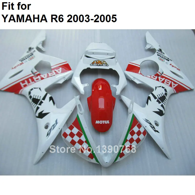 ABS пластик обтекатель для YAMAHA Обтекатели R6 2003 2004 2005 белый красный кузов части