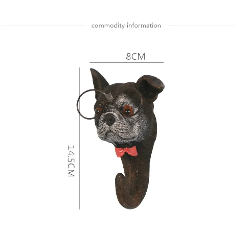 3D настенные подвесные Крючки из смолы милые сумочки для ключей в форме собаки