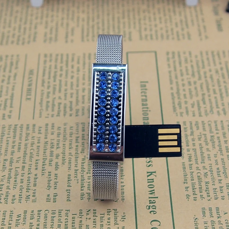 Алмазный USB флеш накопитель 4 ГБ 8 16 32 64 U диск металлический браслет карта памяти 2 0