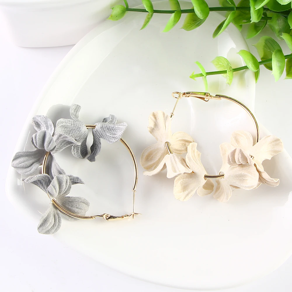 Модные тканевые серьги подвески с цветком для женщин Bijoux красочные Лепестковые