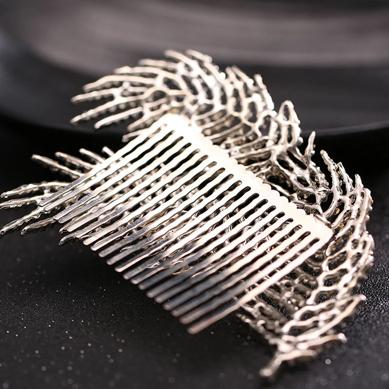 Серебряные расчески для волос с кристаллами и перьями Женские аксессуары стразы