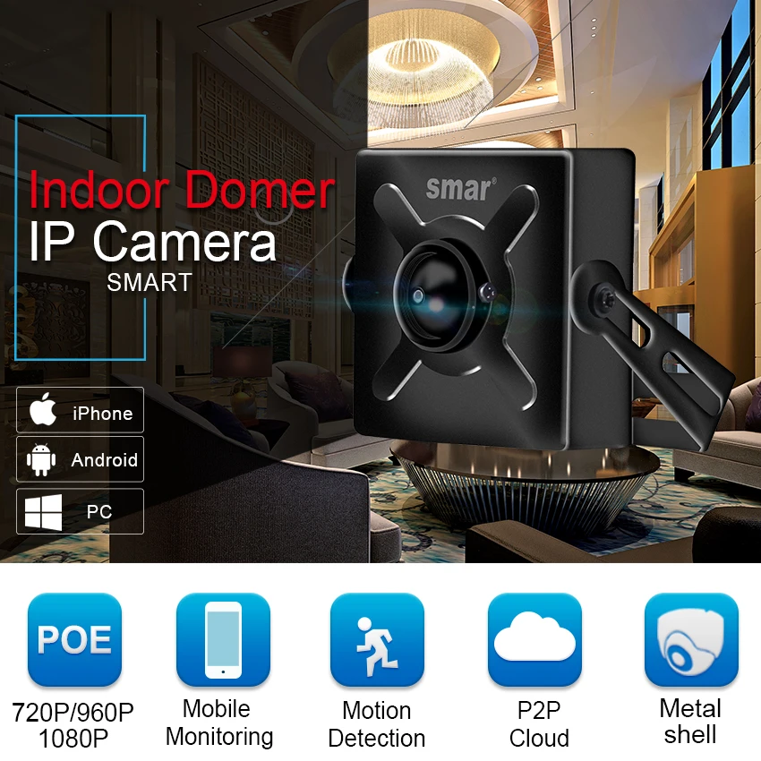 IP камера видеонаблюдения Smar PoE 720/960/1080P объектив 3 7 мм сетевая P2P поддержка