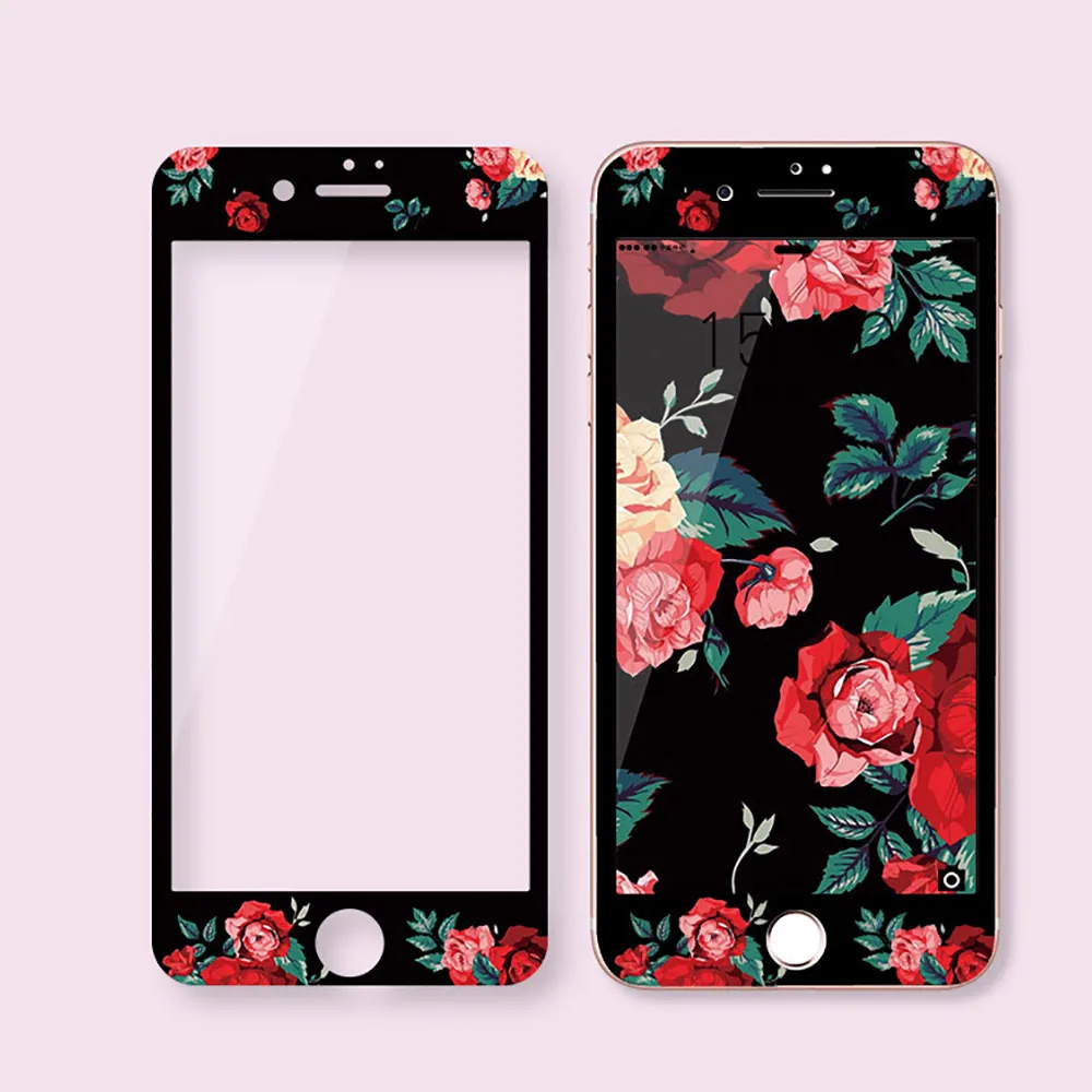Red Rose OTAO, новинка, 3D полное покрытие, закаленное стекло для iPhone 8, 7 Plus, мягкий край, цветной, 9 H, защита экрана, ударопрочная, HD защитная пленка - Цвет: Red Rose
