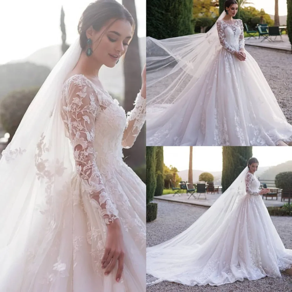 

Eslieb Illusion Ball Gown Custom made Wedding dress 2019 Long Sleeves Wedding dresses Made In Guangzhou City Wedding Gown
