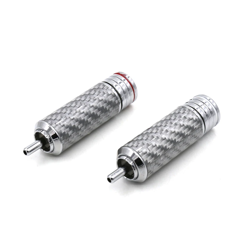 4 шт. Штекерный разъем RCA из углеродного волокна с родиевым покрытием|Коннекторы и