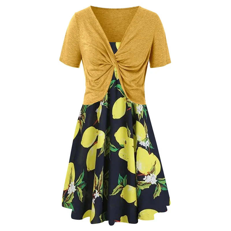 Летние комплекты из двух предметов женское платье и v образным вырезом Болеро