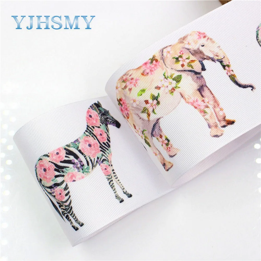 

YJHSMY I-18428-53 10 yards 75 mm Cartoon Printed grosgrain ribbons,DIY handmade Hair accessories Material wedding gift wrap