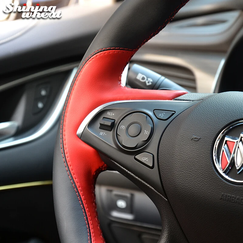 

Hand Sew Black Red Leather Car Steering Wheel Cover for Buick Lacrosse 2016