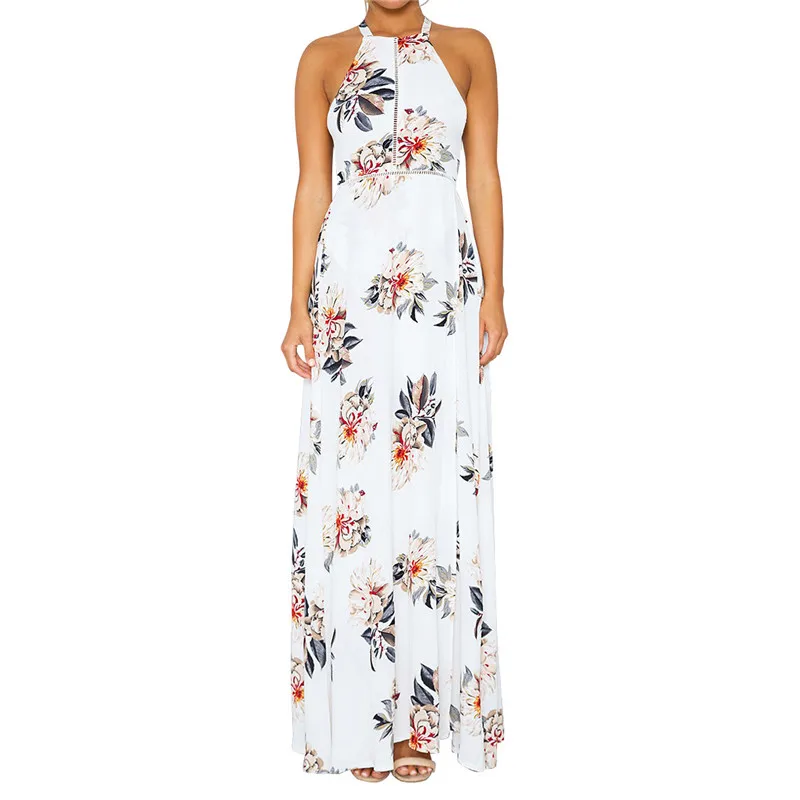 Rosicil Boho Стиль длинное платье Для женщин Холтер Пляж летнее с открытой спиной