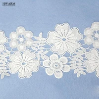 4yard white african lace fabric ribbon lace decor wedding diy hollow milk silk water soluble embroidery flower elastic barcode