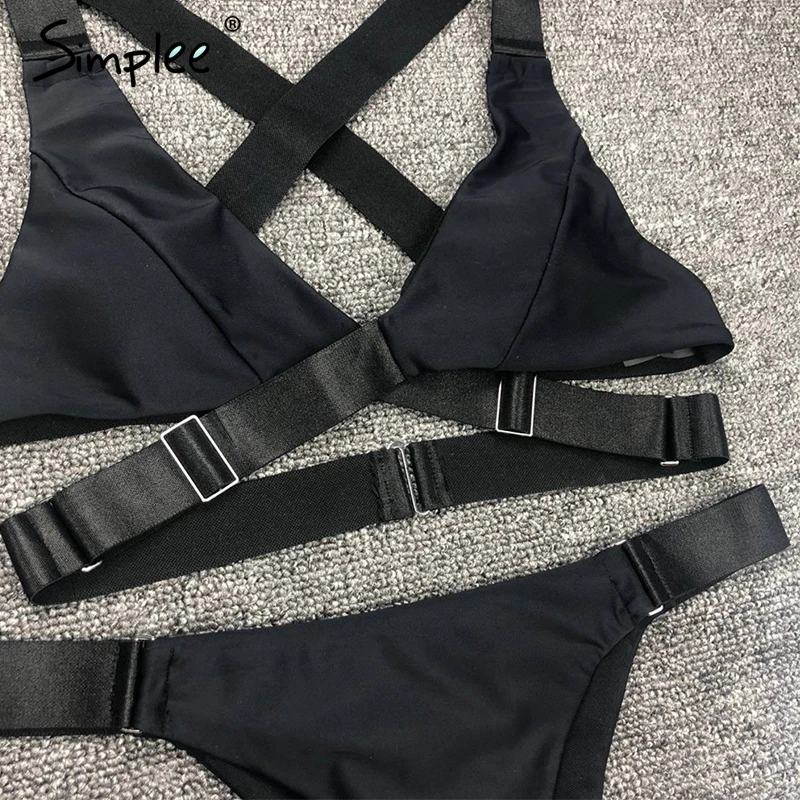 Раздельный купальник с эффектом пуш-ап Simplee, сексуальный купальник белого и черного цвета для лета, актуальный в году