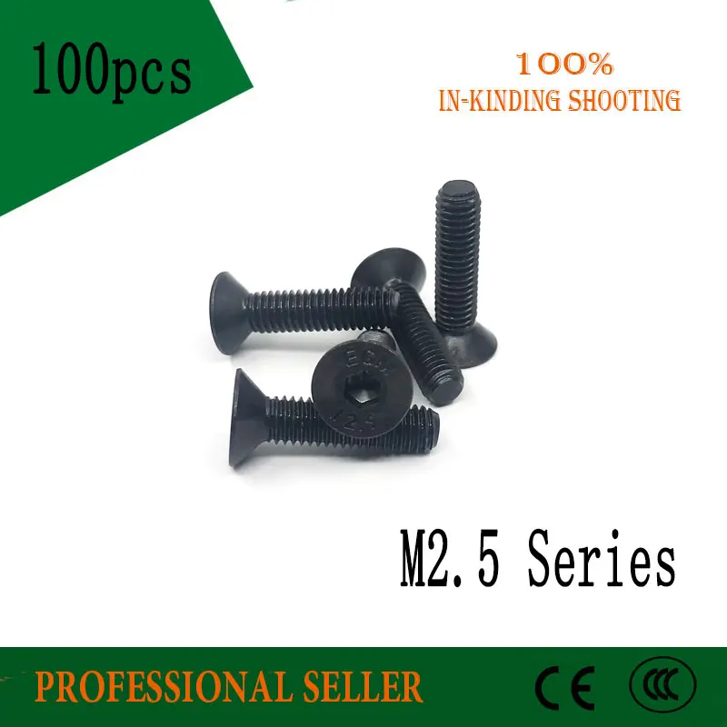 100 шт. 10 9 метрические Резьбовые болты M2.5 * 18/20/22/25/28/30 мм|socket cap screw|cap screwhead bolt |