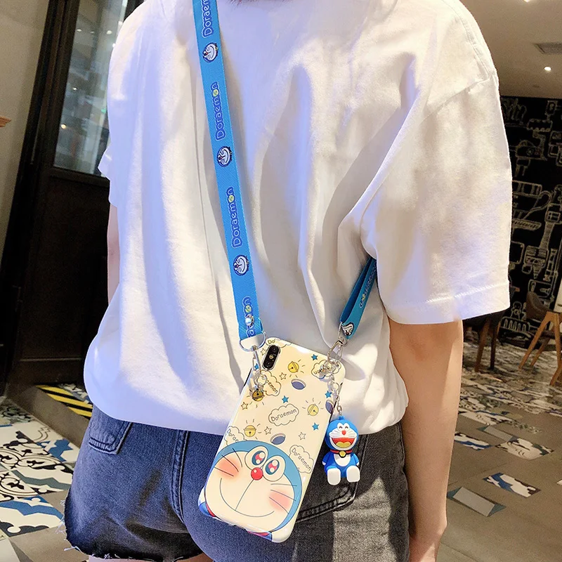 Милый чехол для iphone XS max XR X милый мягкий Doraemon 8plus 7plus 6P 6 7 8 + игрушка длинный