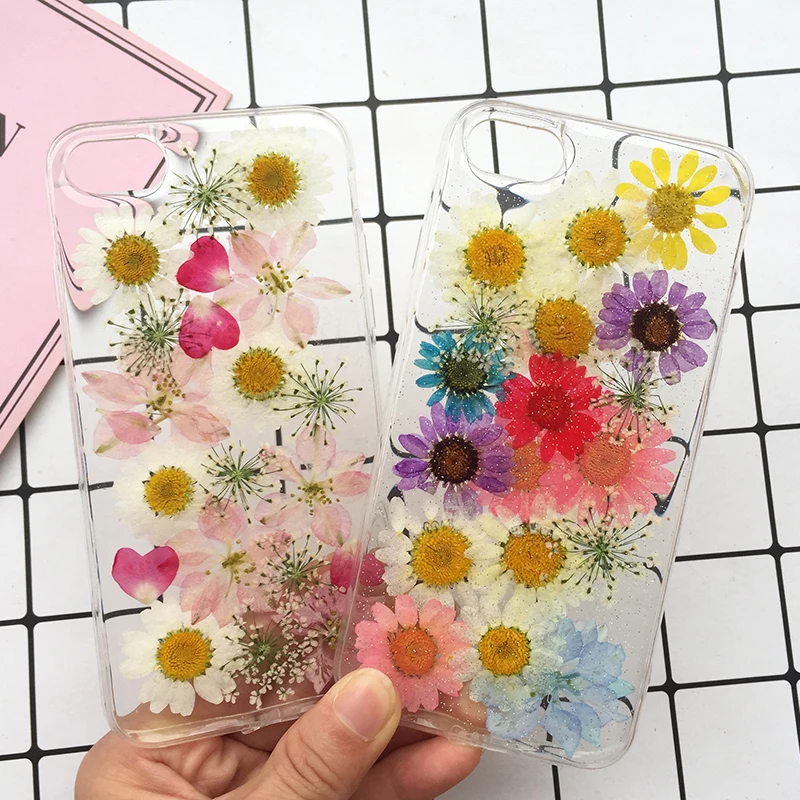 Real Dried Flowers Soft TPU Phone Case For iPhone X XR XS Max 6 6S 7 8 plus Silicone Cover Handmade Clear Pressed Coque New |