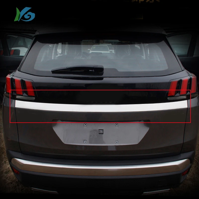 Хромированная Задняя Крышка багажника для peugeot 3008, накладка на заднюю дверь, ручка на заднюю дверь, наклейка, стильный акцент, литье, украшение