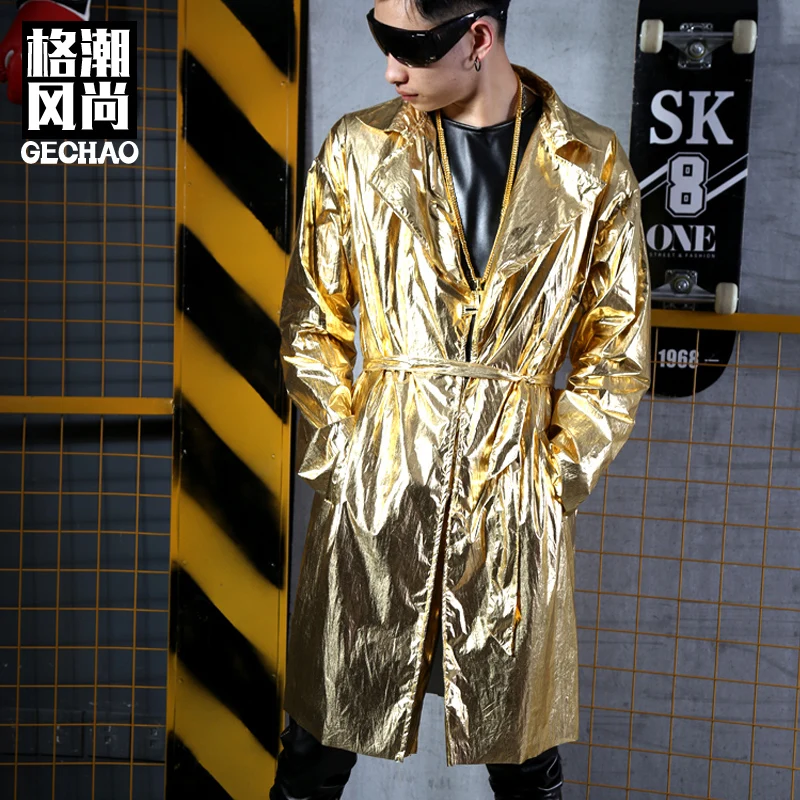 2018M 6XL/сценическое платье крутая Золотая ветровка костюм певицы DJD для приливного
