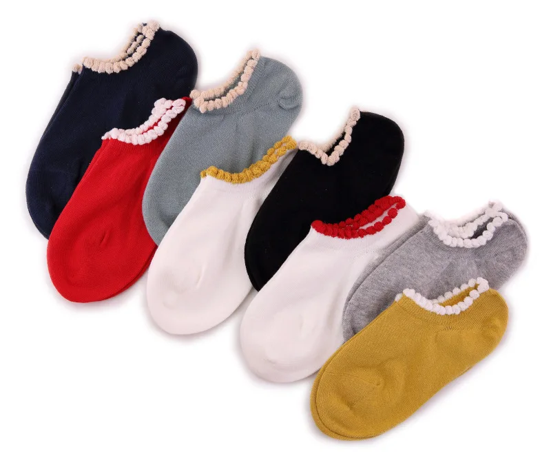 Новинка яркие цвета кружевные женские лодочные носки с пузырьками Модные Узкие цветочным рисунком тапочки