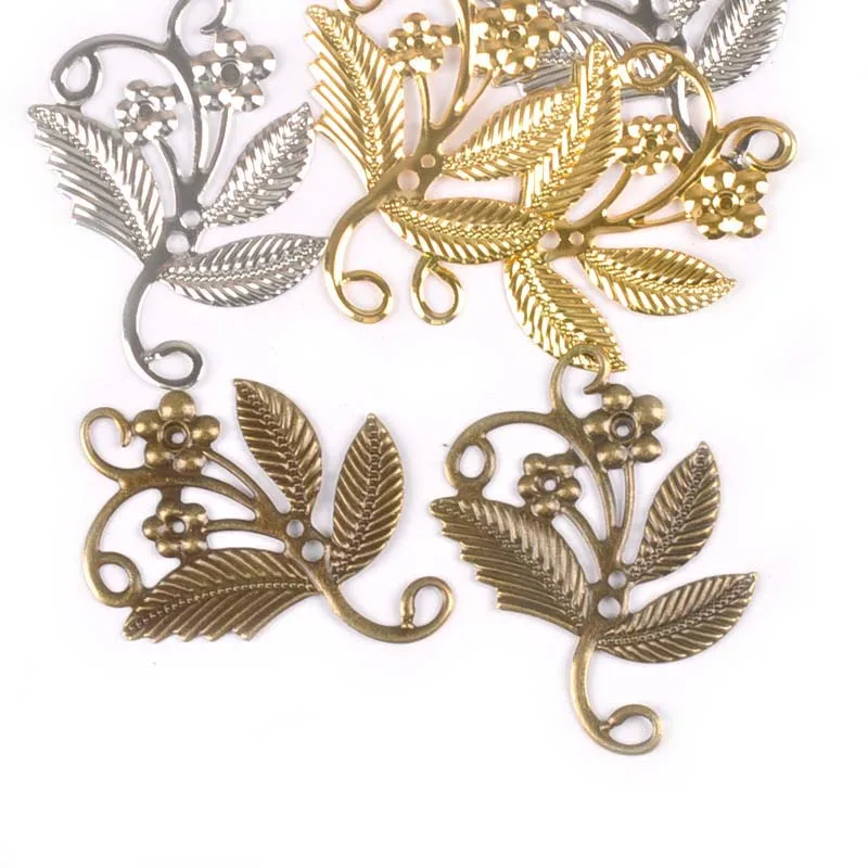 10 шт. бронзовые/серебряные цветочные филигранные обертки для украшения поделок
