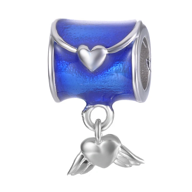 

Popular Blue Enamel flying Fetion design 925 real silver letter hanging charm for bracelets and necklace