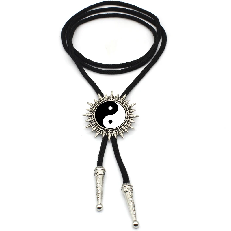 BOLO-0032 New Arrival Dog Footprints Black And White Yin Yang Bolo Tie Glass Dome Jewelry Vintage Ties For Women | Украшения и