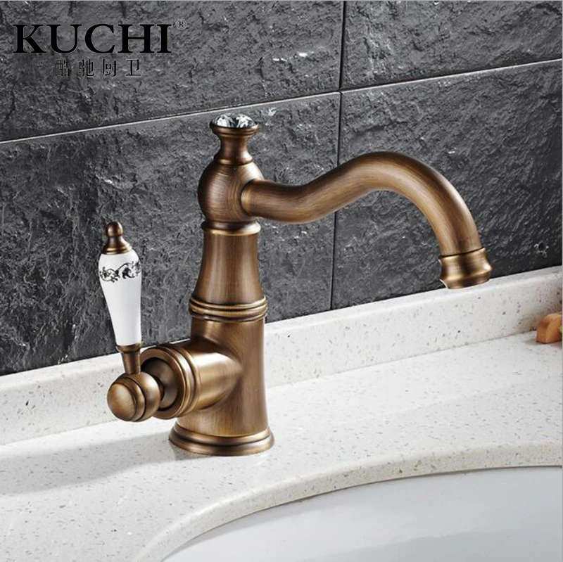 Кучи 9080 антикварной смеситель латунь 360 градусов вращения один держатель на одно