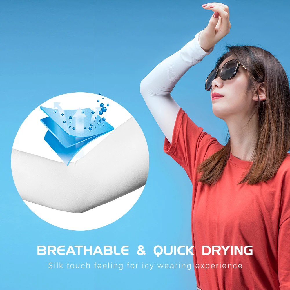 2Pcs Breathable Quick Dry UV Protection Running Arm Sleeves Cooling Arm Sleeves Basketball Elbow Pad for Outdoor Cycling Running