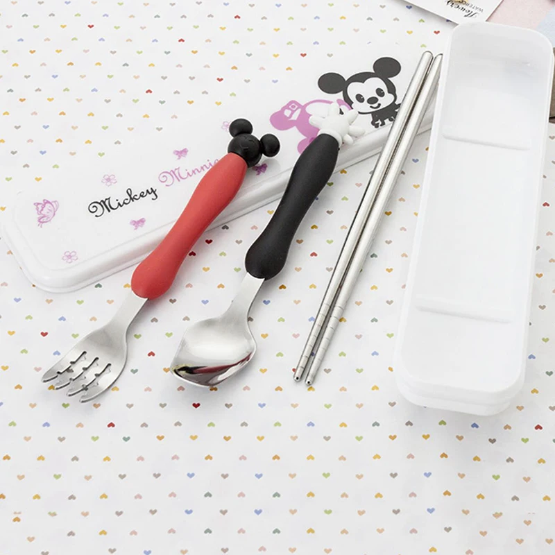 Мультфильм дети набор ложка и вилка Нержавеющая сталь детские палочки