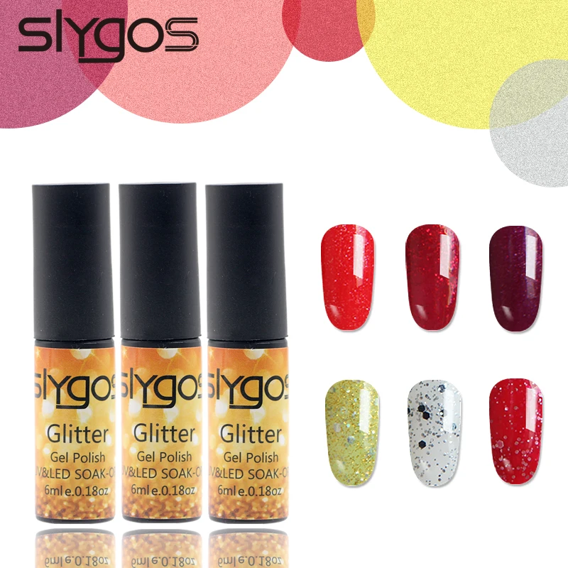 SLYGOS 3 шт./компл. 6 мл УФ LED Блеск Гель лак розовый красный Снежная принцесса