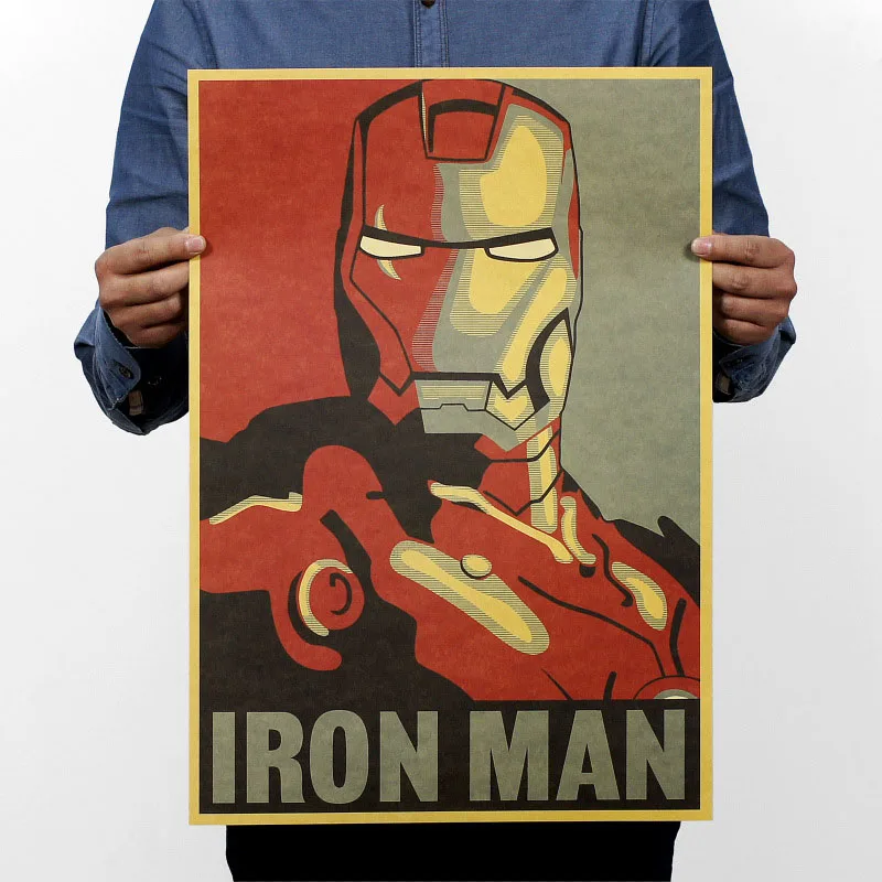 Iron Man B Марвел Железный человек Мстители 4 винтажная крафт-бумага классический фильм Марвел плакат домашний декор искусство Офис школа DIY принты в стиле ретро мальчик игрушка - Цвет: Iron Man B