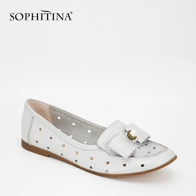 Женские туфли из натуральной кожи SOPHITINA удобные дышащие на плоской подошве без
