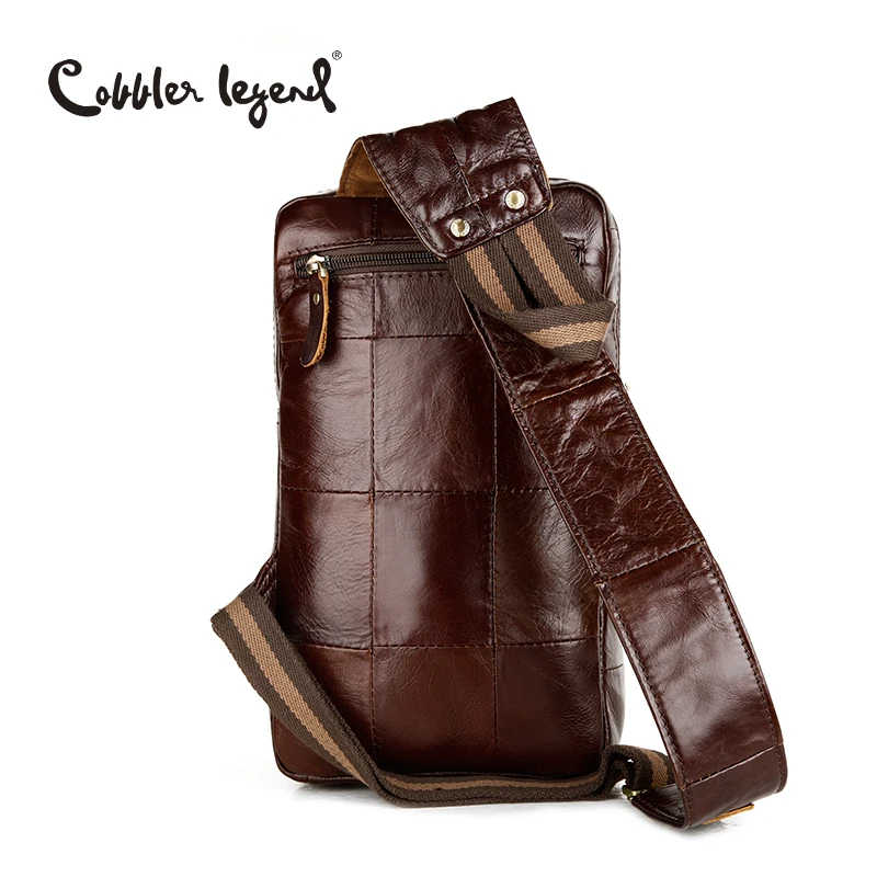 Cobbler Legend классический узор натуральная кожа мужская сумка через плечо грудь