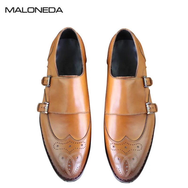 MALONEDA/мужские слипоны ручной работы с перфорацией типа броги из натуральной кожи