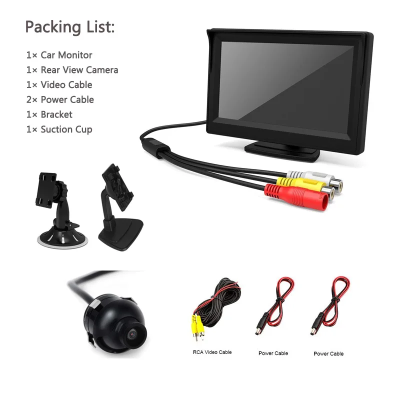 THREE YuanTing 5 дюймов TFT lcd Автомобильный монитор заднего вида+ парковочная камера заднего вида HD CCD ночного видения Водонепроницаемая - Название цвета: THREE
