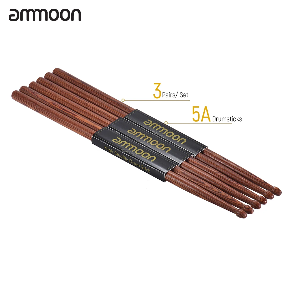 5A 3 Pairs Ammoon 3 пары 5А деревянные Барабанные палочки из красного дерева барабанная установка ударный инструмент Аксессуары - Цвет: 5A 3 Pairs