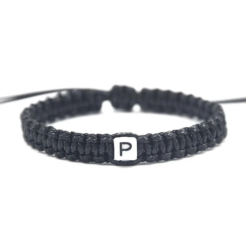 Черный шнур с буквами от N до Z браслеты шармами веревочная цепочка регулируемый