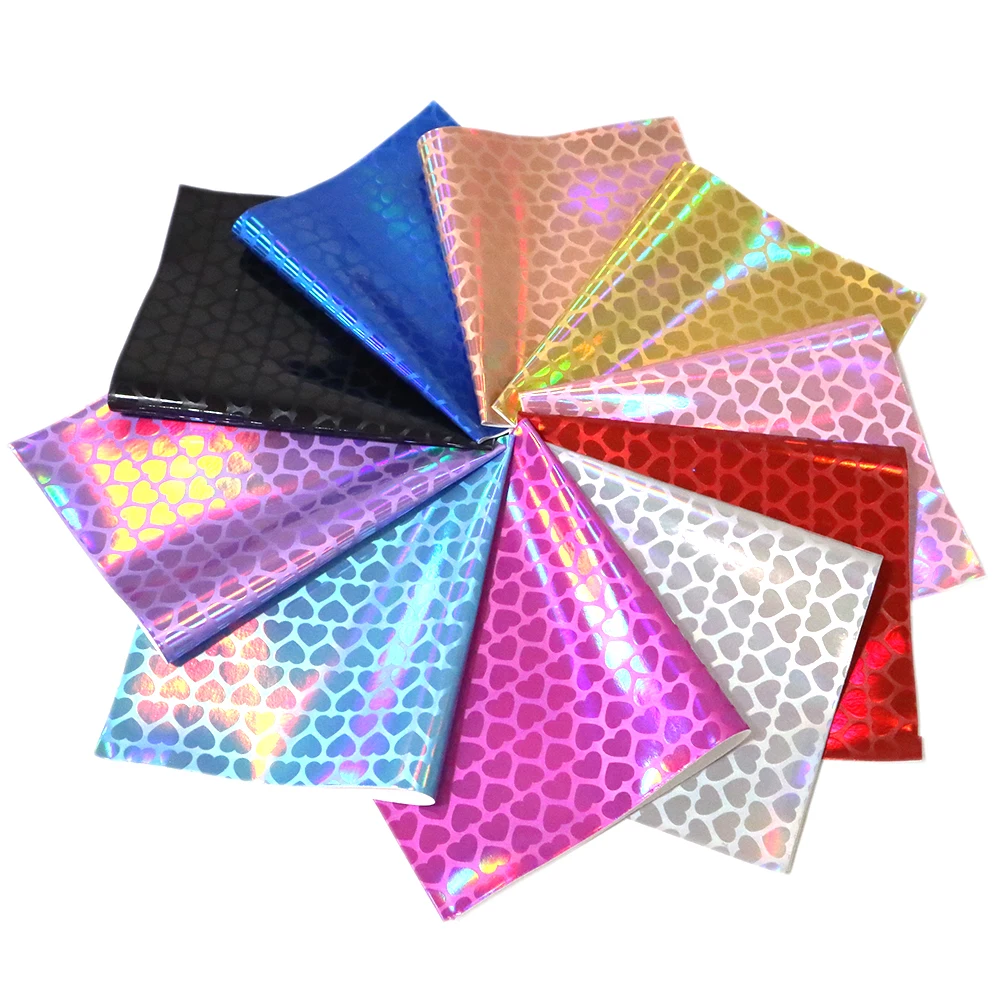 David accessories 10 шт./компл. 20*34 см Однотонные Радужный прозрачный чехол из искусственной кожи, бант для волос Сделай Сам сумка ремесла, 1Yc6330