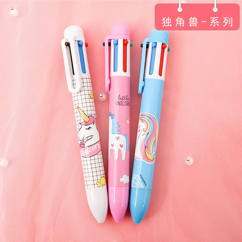 

2 pcs/1 lot Kawaii Ballpen 6 color cute cartoon Ballpoint Pens Pens School Stationery Writing Supplies Office Supplies