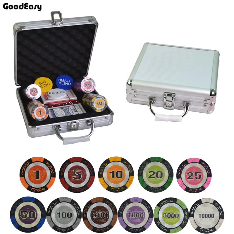 100 шт./компл. 14 г казино покерные чипсы роскошные наборы пшеничная Корона